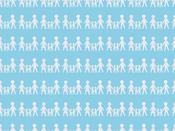 Seamless Background Pattern White Paper Cut Families Blue Independence Day — Stock Photo, Image