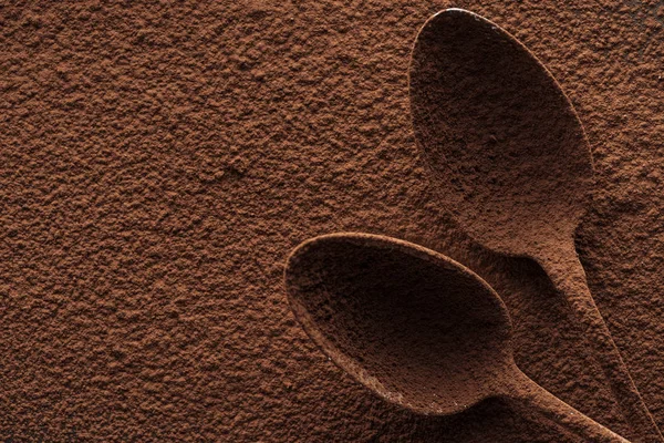 Вид Зверху Ложки Какао Порошком Фоні Какао — стокове фото