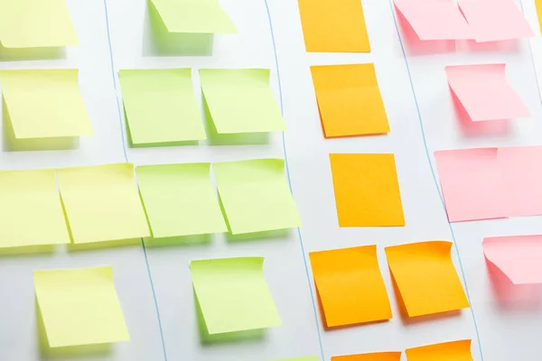 White Office Board Colorful Sticky Notes Copy Space — Stok fotoğraf