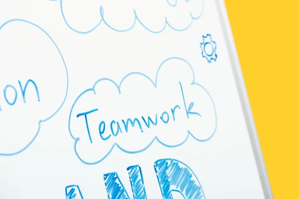 Nahaufnahme Von Word Teamwork Auf Weißem Flipchart — Stockfoto