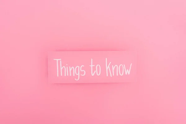 Top View Card Things Know Lettering Pink Background Breast Cancer — Stock Photo, Image