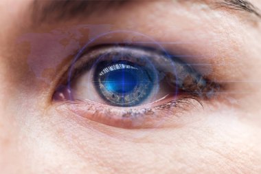 veri illüstrasyon, robotik kavram ile insan gözünün yakın görünümü