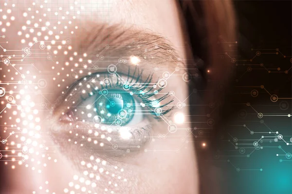 Close View Human Eye Data Illustration Robotic Concept — Stock Photo, Image