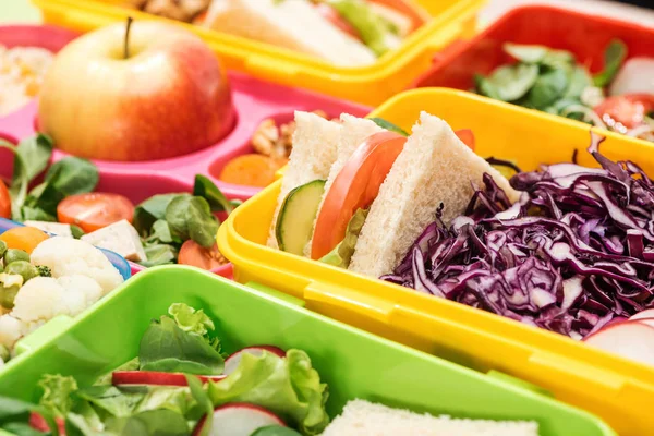Close Uitzicht Smakelijk Eten Lunchboxen — Stockfoto