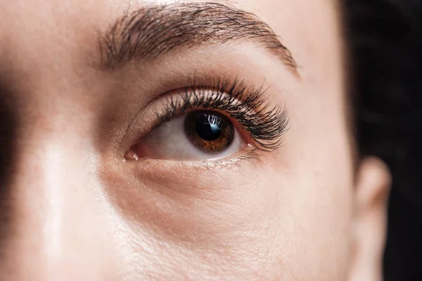 Close View Young Woman Brown Eye Looking Away — Stock Photo, Image