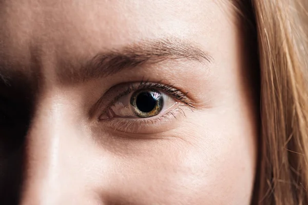 Close Weergave Van Jonge Vrouw Kleurrijke Eye — Stockfoto