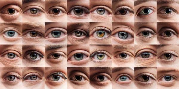 Collage Con Hermosos Ojos Humanos Diferentes Colores — Foto de Stock