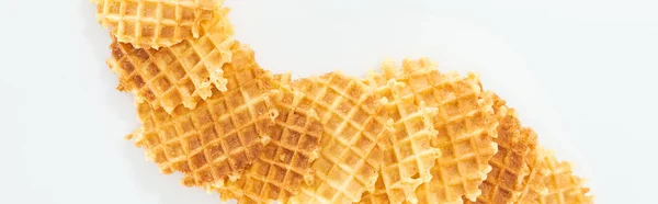 Panoramic Shot Crispy Waffles White — Stock Photo, Image