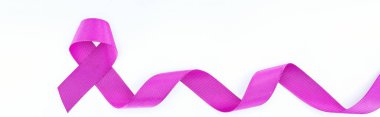 panoramic shot of long purple ribbon isolated on white  clipart