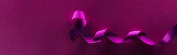 Panoramic Shot Purple Ribbon Purple Background Shadow — Stock Photo, Image