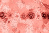 byt s korálovým tropickým papírem nakrájejte palmové listy a květiny, minimalistický podklad