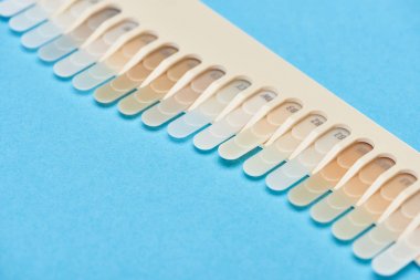 mavi izole farklı tonları ile diş paleti seçici odak 