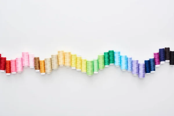 Top View Bright Colorful Threads White Background — Stock Photo, Image