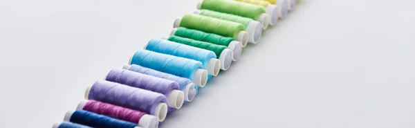 Selective Focus Bright Colorful Threads White Background — Stock Photo, Image