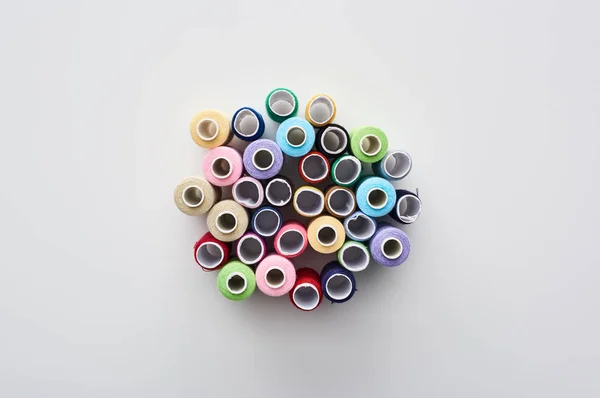 Top View Bright Colorful Threads White Background — Stock Photo, Image