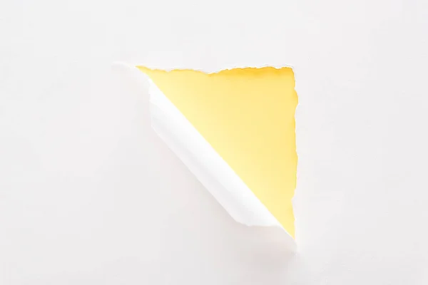 White Torn Rolled Paper Colorful Yellow Background — Stock Photo, Image