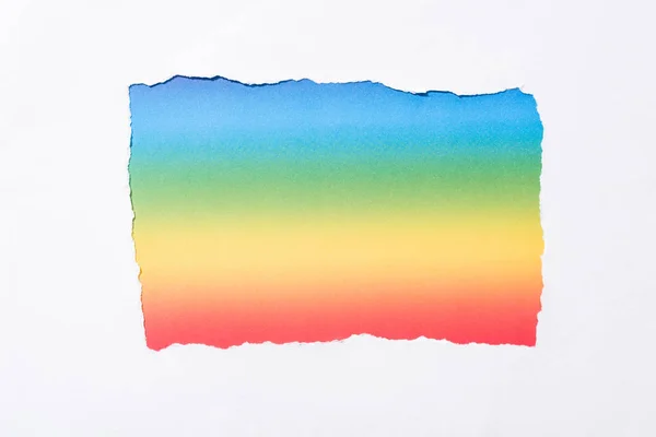 Rainbow Colorful Background White Torn Paper Hole — Stock Photo, Image