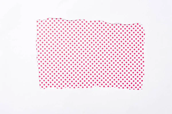Beyaz Yırtık Kağıt Delik Polka Nokta Pembe Beyaz Renkli Arka — Stok fotoğraf