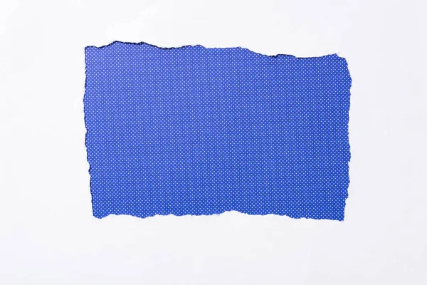 Bleu Électrique Pointillé Fond Coloré Blanc Déchiré Trou Papier — Photo