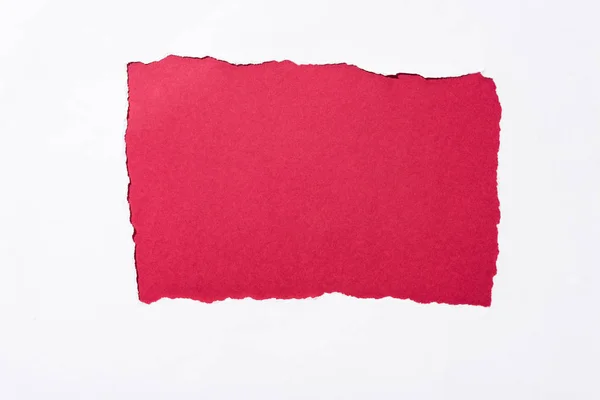 Red Colorful Background White Torn Paper Hole — Stock Photo, Image