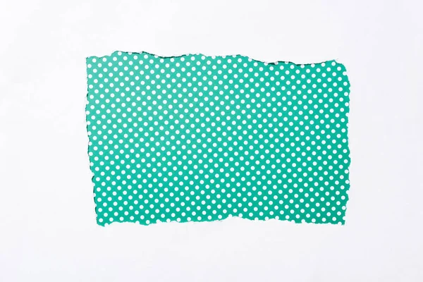 Beyaz Yırtık Kağıt Delik Polka Nokta Yeşil Beyaz Renkli Arka — Stok fotoğraf