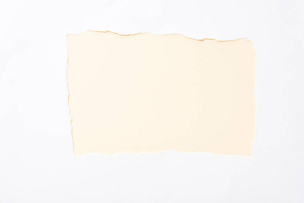 pastel beige colorful background in white torn paper hole