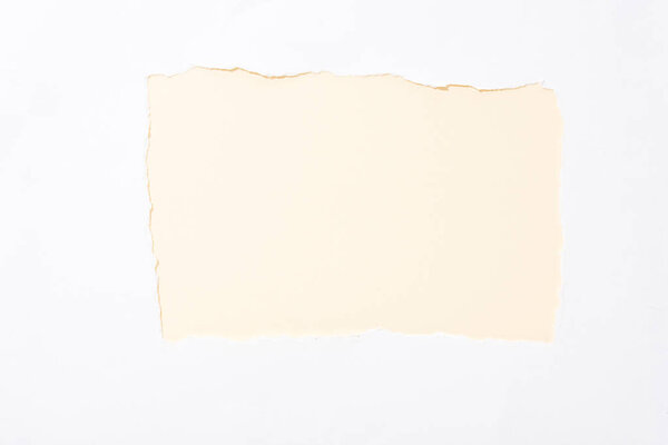 pastel beige colorful background in white torn paper hole