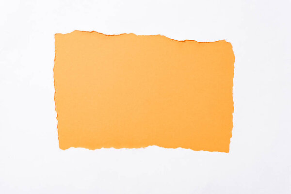 orange colorful background in white torn paper hole