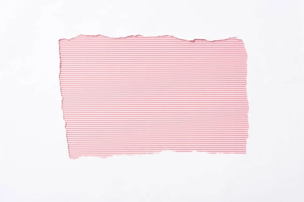Barevné Pozadí Růžovým Proužku Bílém Roztrhané Papírové Díře — Stock fotografie