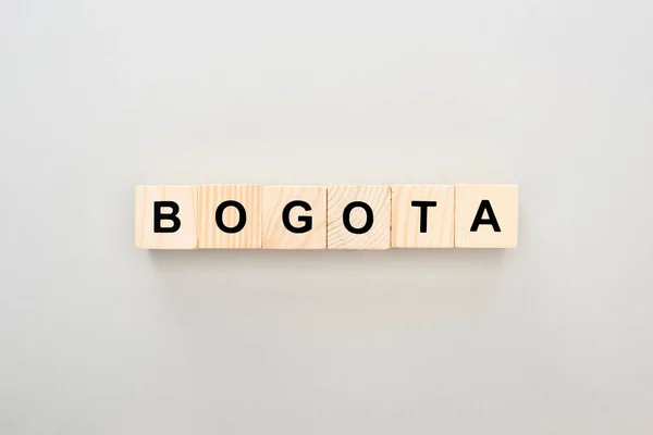 Top View Wooden Blocks Bogota Lettering Grey Background — Stock Photo, Image