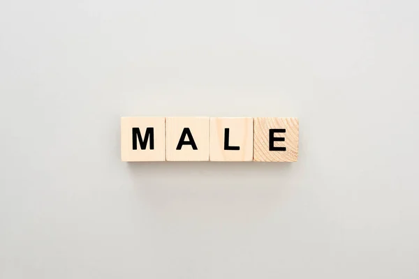 Top View Wooden Blocks Male Lettering Grey Background — Stock Photo, Image