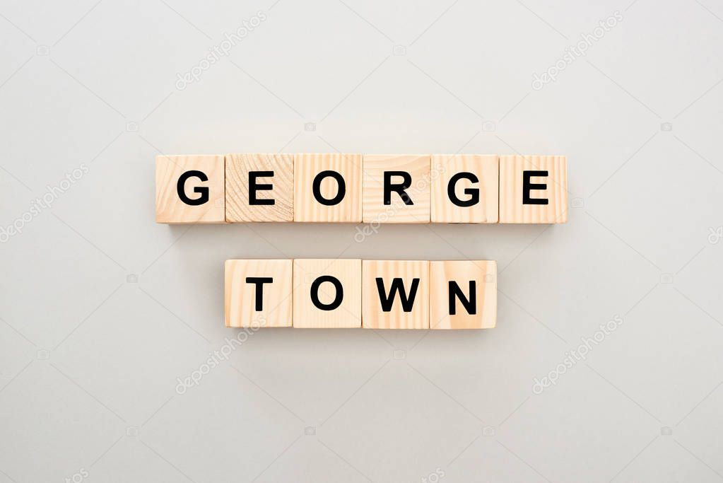 top view of wooden blocks with Georgetown lettering on grey background