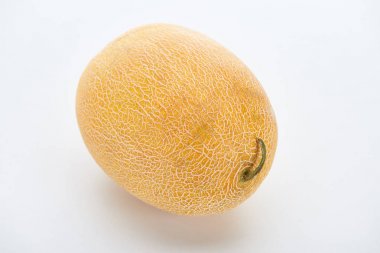 whole ripe yellow sweet melon on white background clipart