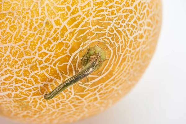 Close View Ripe Yellow Melon Tail White Background — Stock Photo, Image