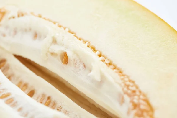 Vue Rapprochée Melon Mûr Sucré Délicieux Avec Des Graines — Photo