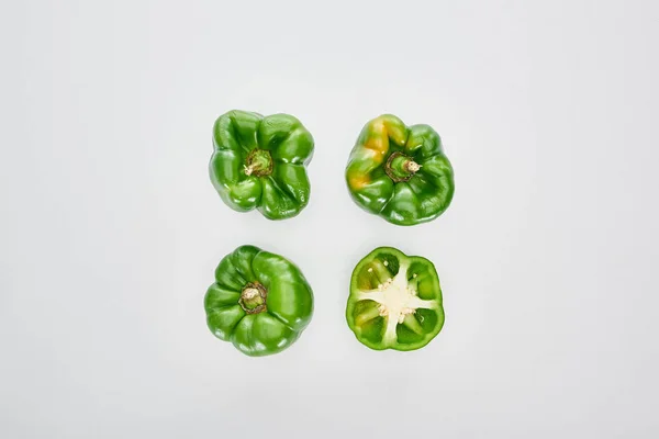 Top View Cut Whole Peppers White Background — Stock Photo, Image