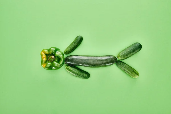 Top View Fresh Whole Cucumbers Pepper Zucchini — Stock Photo, Image