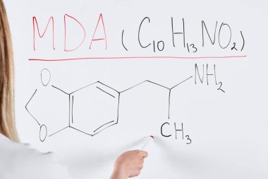 beyaz tahta da marker ile işaret kadın kırpılmış görünümü 