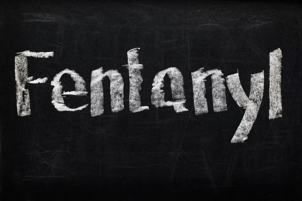 Top View Black Chalk Board Lettering Fentanyl — Stock Photo, Image