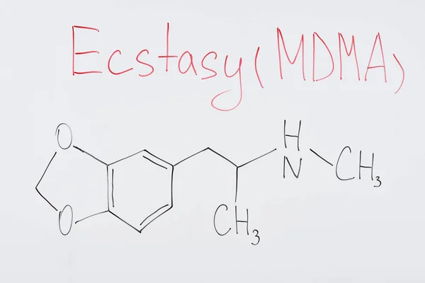 Top View White Board Chemical Formula Lettering Ecstasy Mdma — Stock Photo, Image