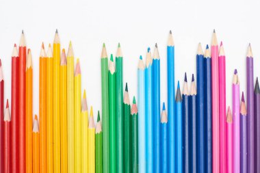 Rainbow spectrum made with color pencils isolated on white clipart