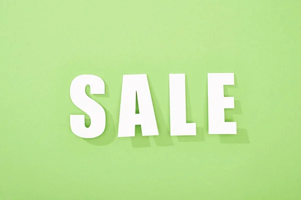 Top View White Sale Lettering Green Background — Stock Photo, Image