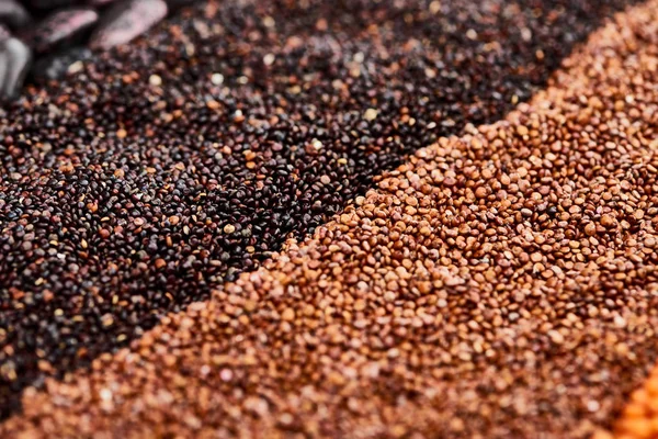 Close View Roasted Buckwheat Black Quinoa — Stock Photo, Image
