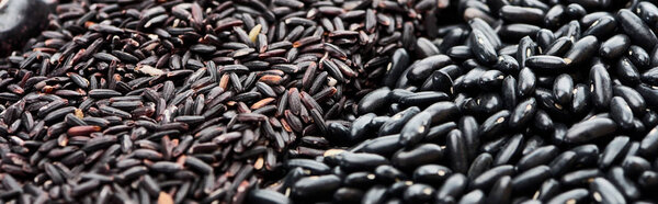 panoramic shot of small black beans and rice