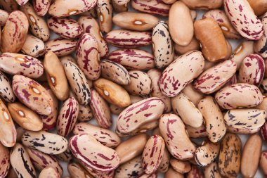 top view of uncooked organic pinto beans clipart