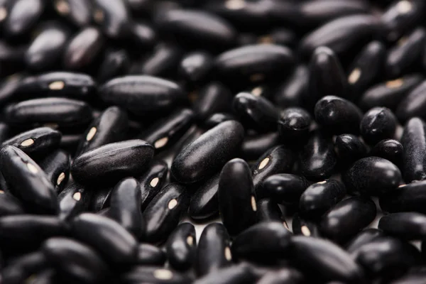 Close View Raw Organic Small Black Beans — Stock Photo, Image