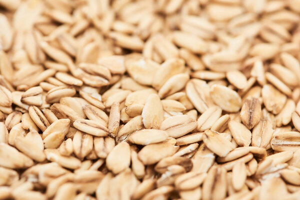 close up view of unprocessed pressed organic oats