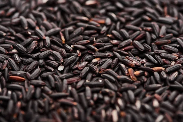 Vista Cerca Del Arroz Negro Orgánico Sin Cocer —  Fotos de Stock