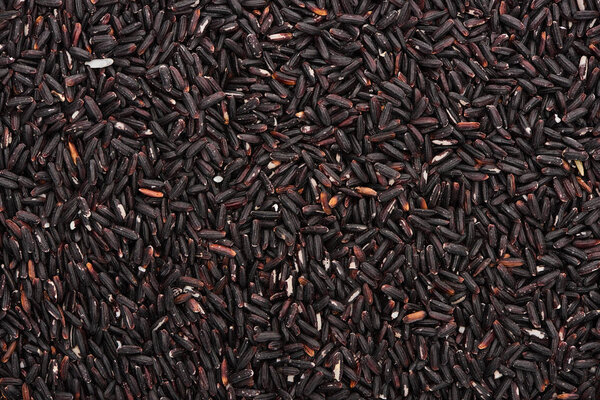 top view of unprocessed organic black rice