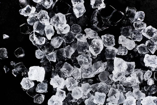 Вид Сверху Кубики Льда Изолированные Черном — стоковое фото